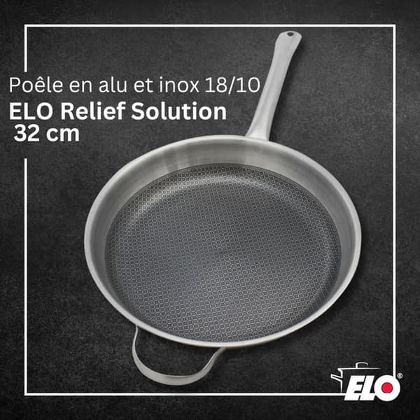 Kastrull i rostfritt stål 18/10 32 cm Elo Relief Solution