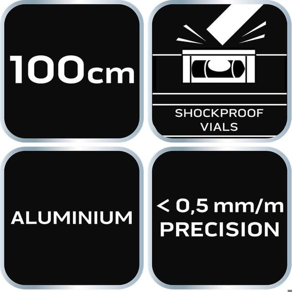 Vattenpass - NEO - S 300 - Aluminium - 3 flaskor - 100 cm