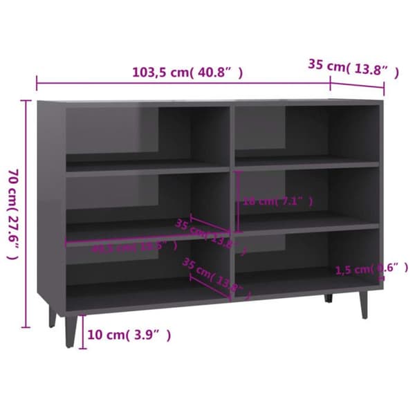 vidaXL Sideboard Blank Grå 103,5x35x70 cm Spånskiva