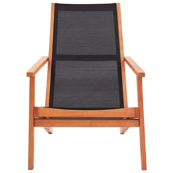 vidaXL Trädgårdsstol Svart Solid Eucalyptus Wood och Textilene
