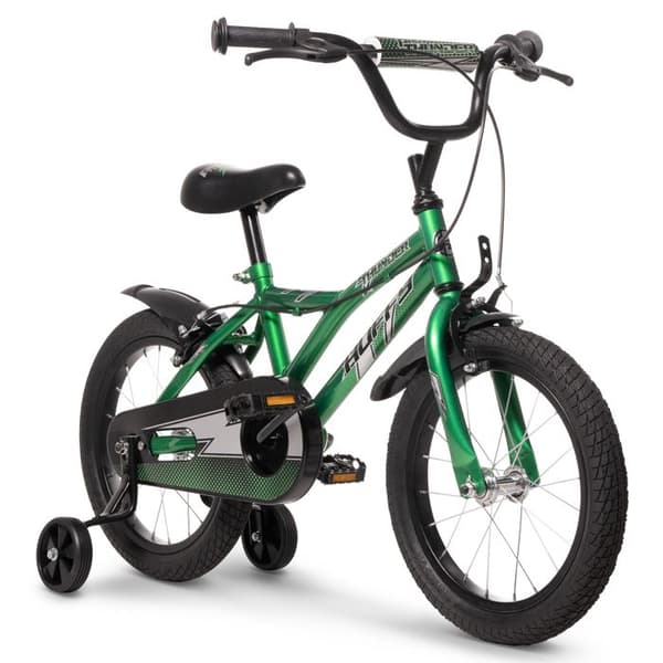 Barncykel - HUFFY - Pro Thunder - 16" (40 cm) - Grön - Stabilisatorer & bromsar