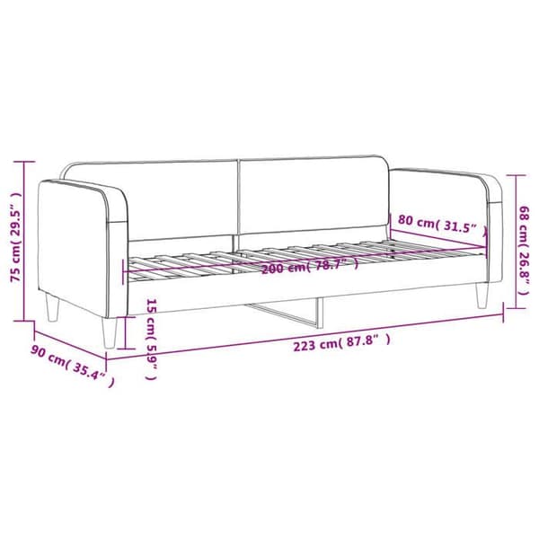 vidaXL Daybed Mörkgrå 80x200 cm Tyg 354029