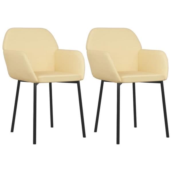 vidaXL Matstolar 2 st Creme Sammet 344710