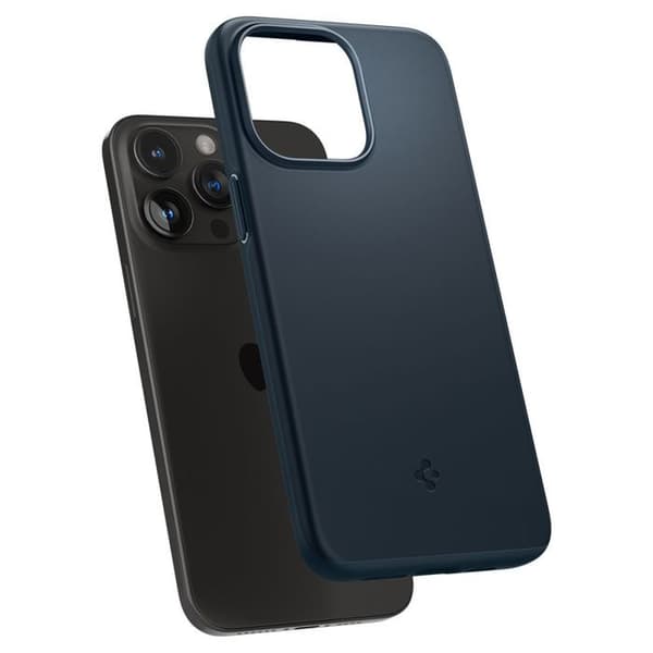 Telefonfodral - SPIGEN - Thin Fit - Metallgrå - Kompatibel med iPhone 15 Pro Max - Mjuk