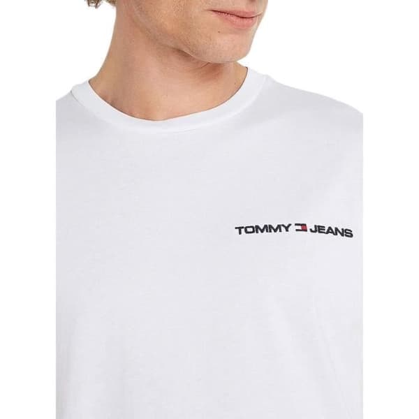 Tommy Jeans Linjär vit T-shirt för män