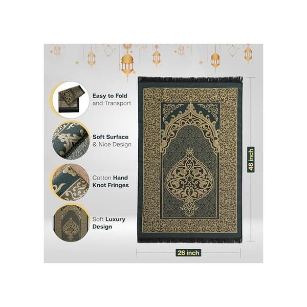 Bönematta - SUMELA - PrayerRug0001 - Grön - Fällbar - 99 pärlor ingår