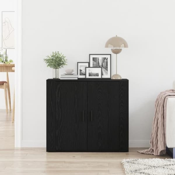 Buffé Ek Svart 80x33x70 cm Tillverkat Trä