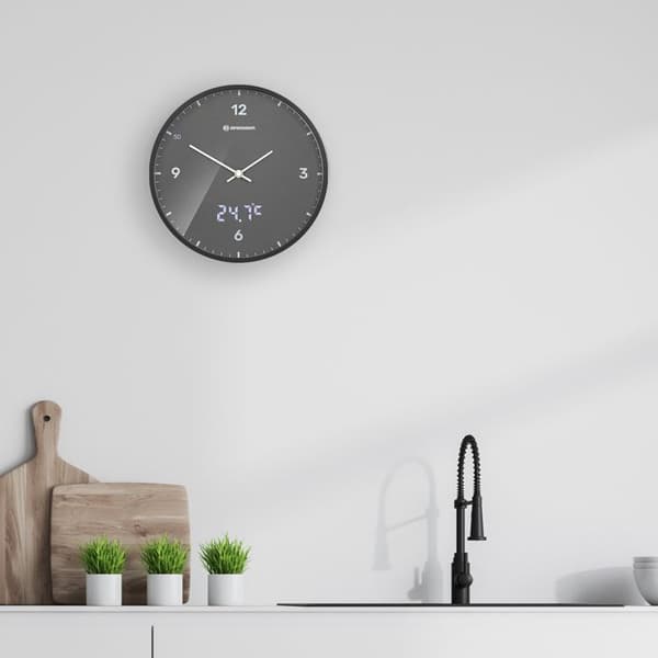 Väggklocka - BRESSER - MyTime LEDsec - LED-display sekunder - Termometer - DCF-radio