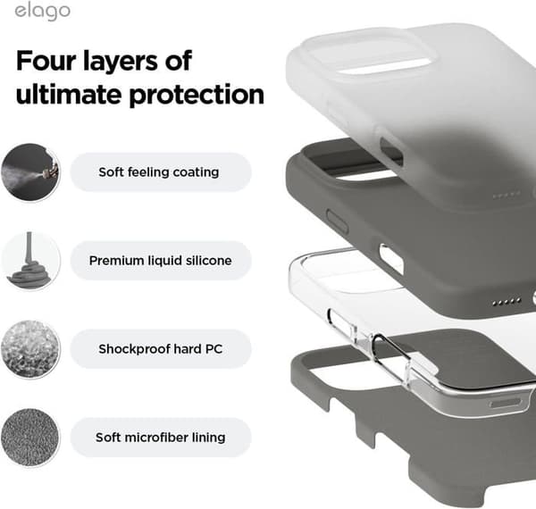 Elago Premium Silikonfodral till iPhone 16 Pro Medium Grey