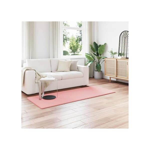 Faux pälsmatta av kanin - vidaXL - 80x200 cm - Rosa - Mjuk polyester - Rektangulär - Lättskött