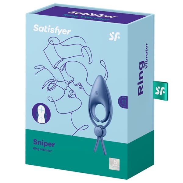 Cockring - Satisfyer - Sniper - Blå - Vibrerande - One size