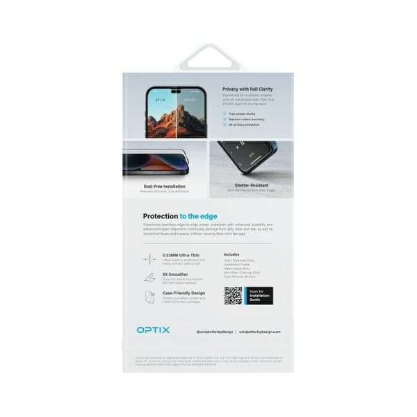 Härdat glas för iPhone 16 Plus UNIQ Optix Privacy med applicator