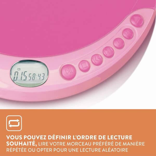 Lenco CD-011 - Bärbar CD-spelare med laddningsfunktion - Rosa