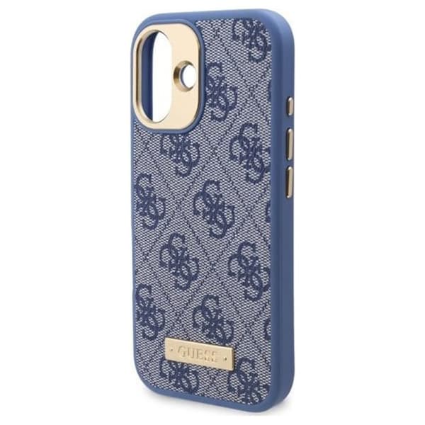 Coque Guess Hardcase 4G Logo Plate MagSafe för iPhone 16 Plus - Blå