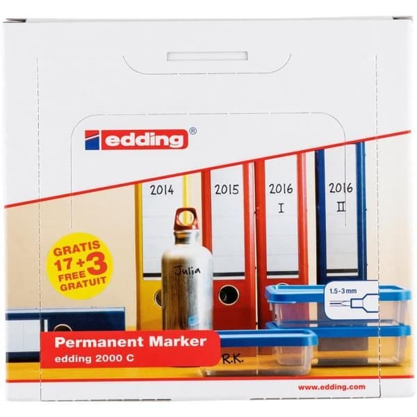 Permanent Marker - EDDING - 2000 C - Finspets - Svart - 1,5-3 mm