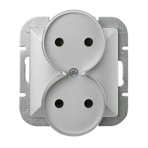 Dubbel silverkontakt - ABEX - 250V - 16A - IP-20 - För ram-system - Silver