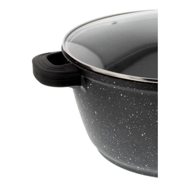 Faitout - PRADEL EXCELLENCE - 32 cm - Stenliknande - Glaslock - Silikonhandskar
