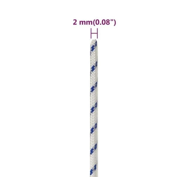 152265 vidaXL Båtkabel Vit 2 mm 50 m Polypropylen