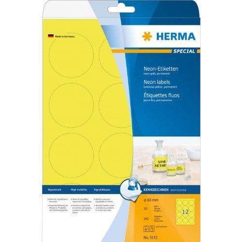 HERMA SuperPrint-etiketter, diamStre 60 mm, y...