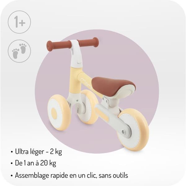 Draisienne trehjuling - MOMI - DEX - Lätt - Fällbar - 2 sits-höjder - Gul