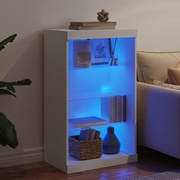 vidaXL Buffé med LED-lampor vit 60,5x37x100 cm 836707
