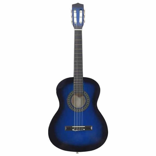 vidaXL klassisk gitarrset för barn och nybörjare 8 st Blå 3/4 36"