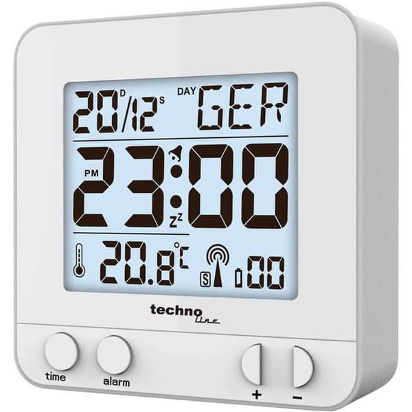 Technoline WT 235 - Radiostyrd väckarklocka med touch, silverfärgad plast 8 x 2,5 x 8 cm