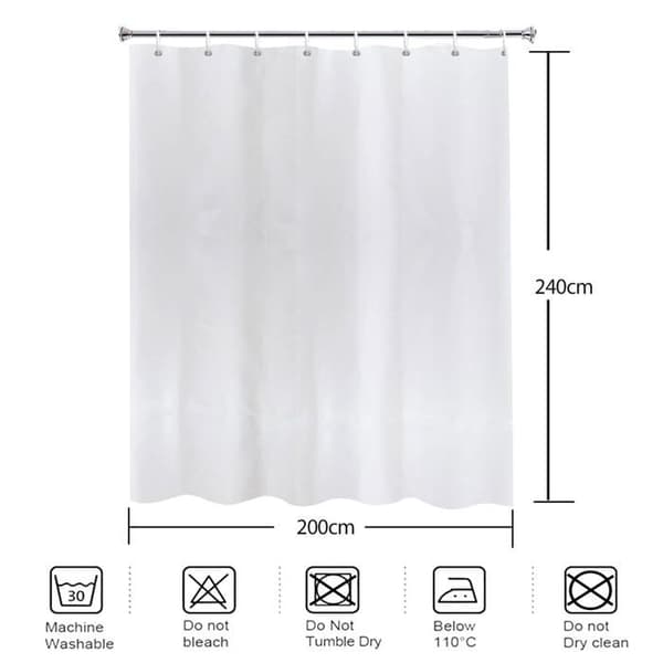 Duschdraperi - SC-White03 - Vit - Vattentät mögelresistent - Rostfria öglor - 200x240 cm