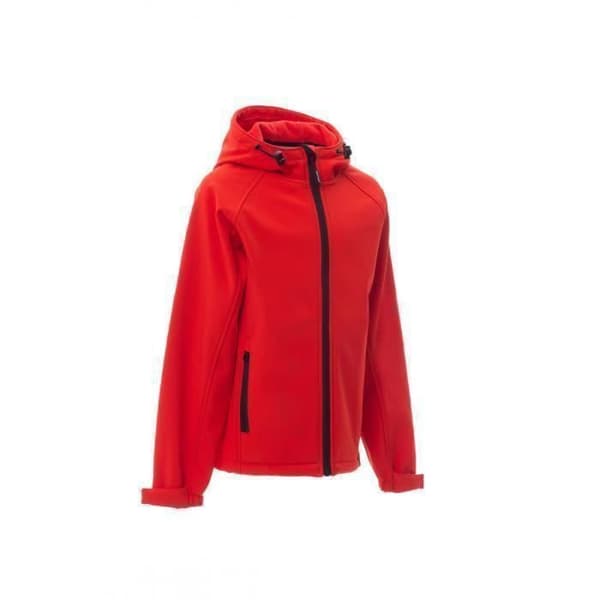 Barnjacka - PAYPER - Gale - röd - Soft shell 320 g/m² - profilerad huva