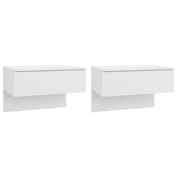 vidaXL Väggmonterade Sängbord 2 st Glansigt Vit 810948
