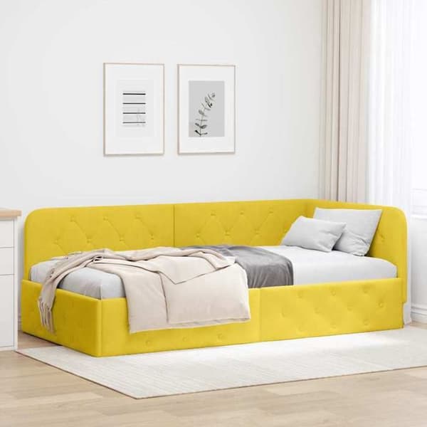 vidaXL Vinkel sängram Gul 100 x 200 cm Sammet 42016549
