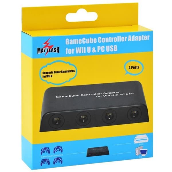 Controller-adapter - Nintendo - GameCube - 4 portar - Kompatibel med Wii U - USB Svart