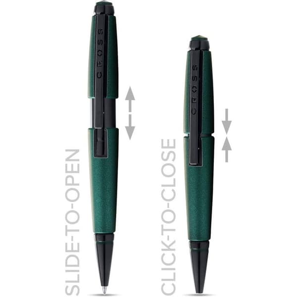 Rollpenna - Presentset - Matt grön metallkropp - Medium spets - Cross Edge Rollerball