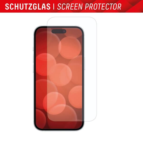 Härdat glas - DISPLEX - iPhone 15 - Transparent - Paket med skal - Represistent