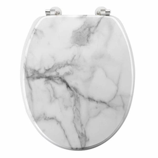 Toalettlock Tryckt "Marmor Effekt" 46cm Vit