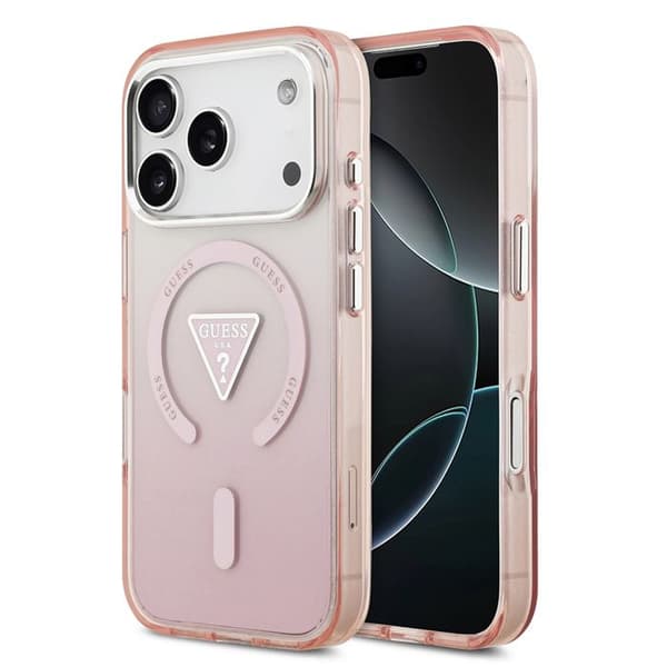 Coque Guess IML Gradient Triangle Logo MagSafe för iPhone 17 Pro - Rosa