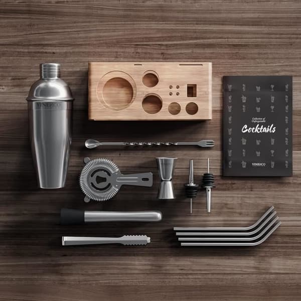 Cocktailshaker-set - VINENCO - 700 ml - Rostfritt stål - 10 delar - Elegant design