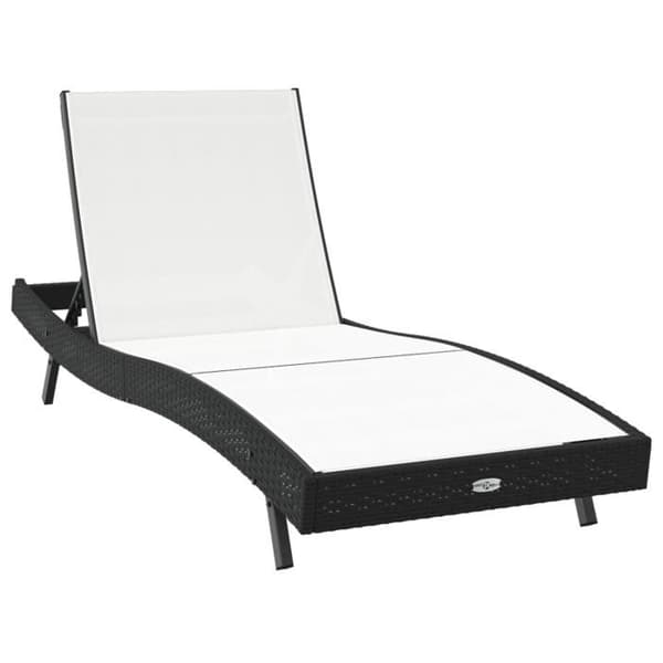 Lång stol - Svart - Poly Rattan - Textilène - Justerbar