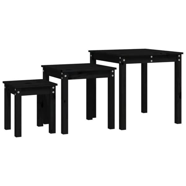 vidaXL häckbord 3 st Svart massiv furu 824977