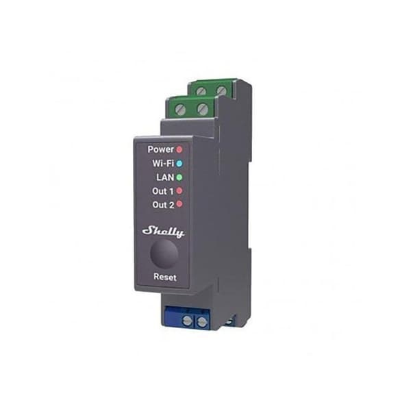 DIN Rail modul 2 kanaler WiFi torrkontakt PRO version - Shelly