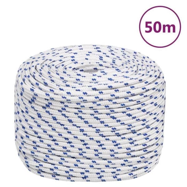 152285 vidaXL Båtrep Vit 6 mm 50 m Polypropen