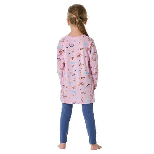 Pyjamaset - SCHIESSER - Lång pyjamas (tryckt topp) - Rosa - 100% ekologisk bomull - Elastisk midja