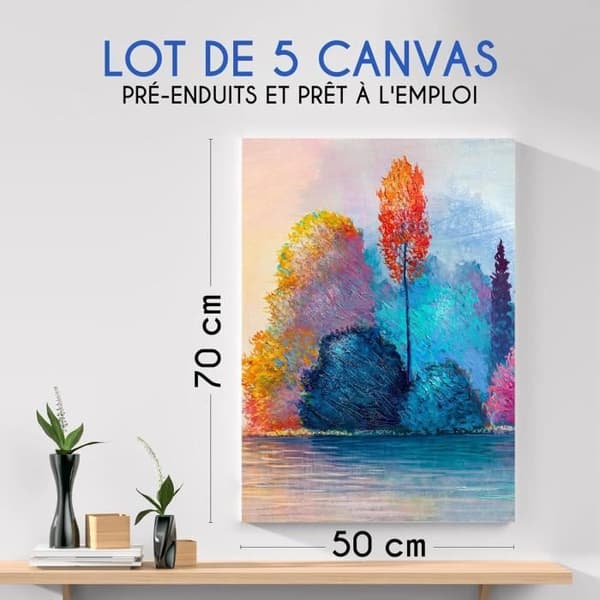 Målarcanvas - Zenacolor - 50x70 cm - 5-pack - 100% Bomull - Syrafri