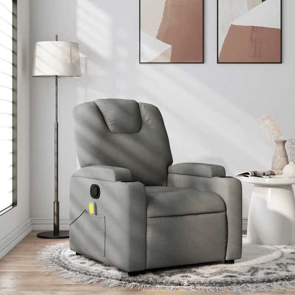 vidaXL Liggande massagestol Mörkgrå tyg 372378