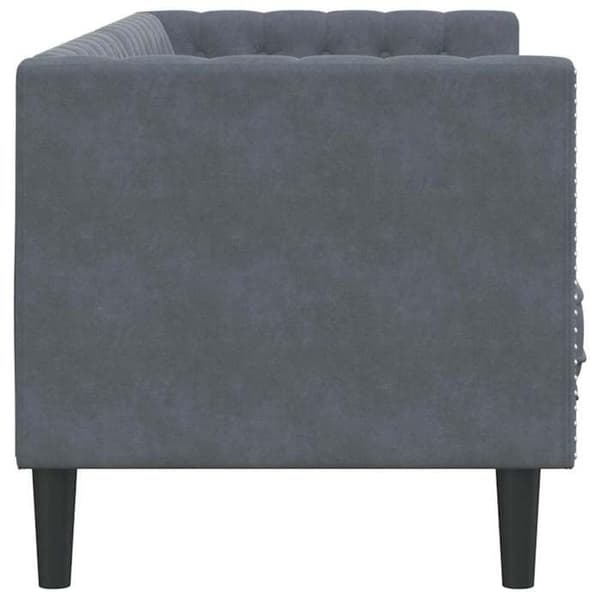 Grå Chesterfield-soffa 194 x 74.5 x 70.5 cm Sammet