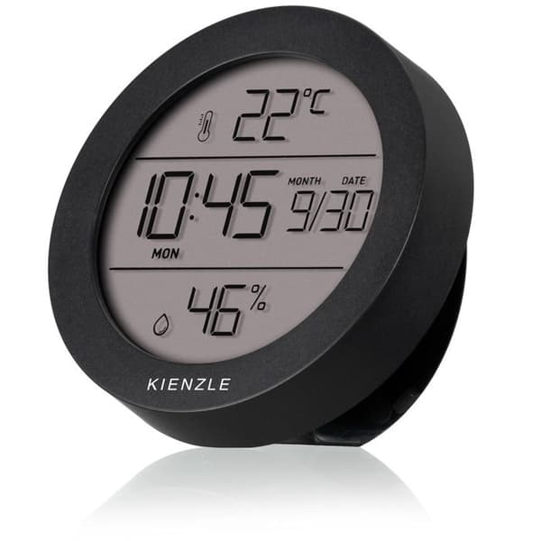 Termo-hygrometer - KIENZLE - Rund - Svart - Trådlös - Visar tid/Datum