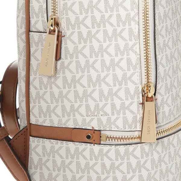 MICHAEL KORS Rhea Medium ryggsäck i läder - Beige - Dam