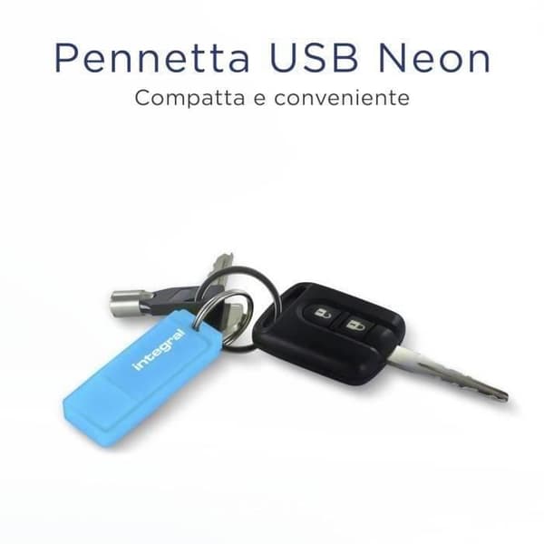 INTEGRAL Neon USB-nyckel - 128 GB - USB 2.0 - Fluorescerande blå