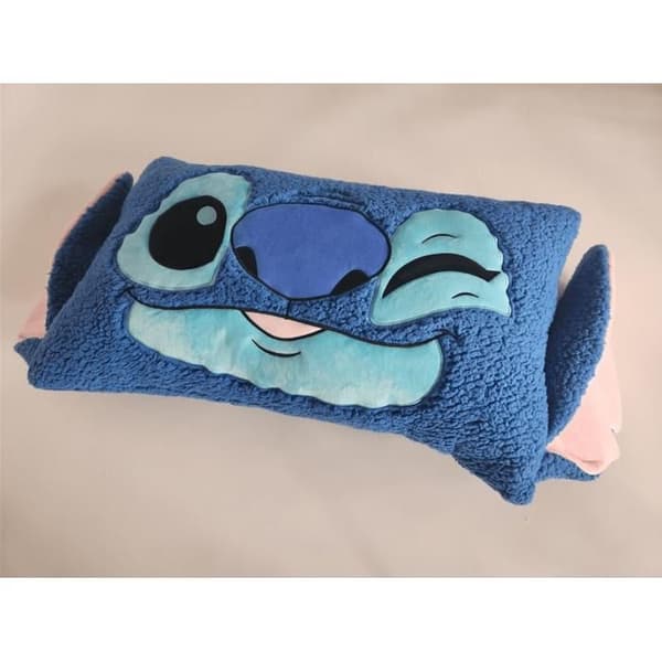 Kudde och Pläd 2 i 1 - AYMAX - Stitch - Blå - 75x45 cm - 100% Polyester