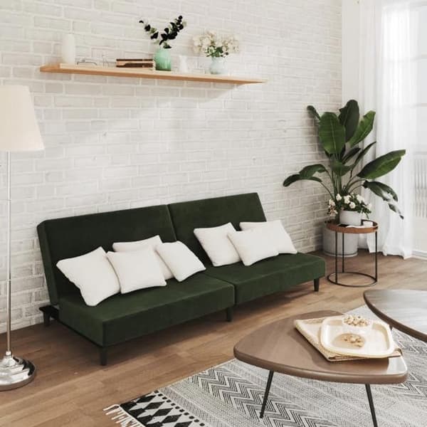 vidaXL Soffgädd med 2 platser mörkgrön sammet 375734